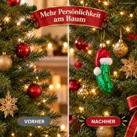 Weihnachtsanhänger Gurke 4,5x12,5cm Bunt Grün Glas Christbaumschmuck