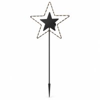 LED Gartenstab Stern 3x113cm Schwarz matt Eisen für Beet und Vorgarten