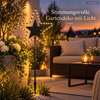 LED Gartenstab Stern 3x113cm Schwarz matt Eisen für Beet und Vorgarten