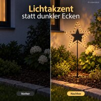 LED Gartenstab Stern 3x113cm Schwarz matt Eisen für Beet und Vorgarten