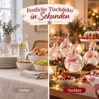 Partybecher mit Strohhalm 400ml Transparent Rot - Glasbecher Advent