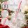 Partybecher mit Strohhalm 400ml Transparent Rot - Glasbecher Advent