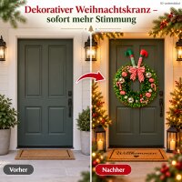 Weihnachts Hängekranz 45x60cm Grün Rot - glänzender Türkranz rund