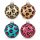 Leopard Weihnachtskugel Glas 8cm Bunt Pink Gelb Christbaumschmuck