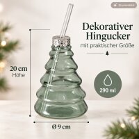 Trinkbecher Weihnachtsbaum 290ml Grün Glasbecher mit Deckel