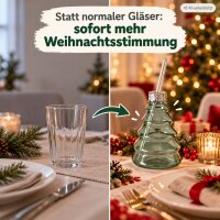 Trinkbecher Weihnachtsbaum 290ml Grün Glasbecher mit Deckel