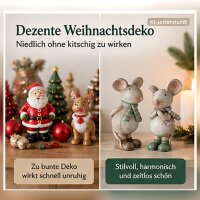 Maus Figur Deko 2er Set 12,3cm Braun Greige Kunstharz Winterdeko