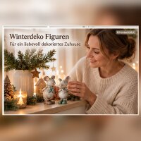 Maus Figur Deko 2er Set 12,3cm Braun Greige Kunstharz Winterdeko