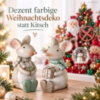 Weihnachtsdeko Mäuse Set 8cm Braun Grün - Kunstharz Dekofigur
