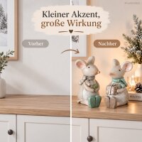 Weihnachtsdeko Mäuse Set 8cm Braun Grün - Kunstharz Dekofigur