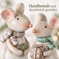 Weihnachtsdeko Mäuse Set 8cm Braun Grün - Kunstharz Dekofigur