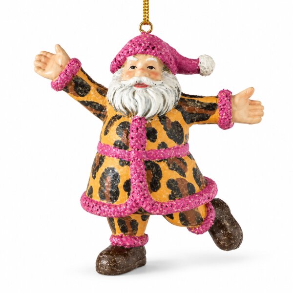 Weihnachtsanhänger Weihnachtsmann 8cm Braun Pink Kunstharz matt
