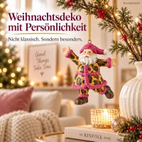 Weihnachtsanhänger Weihnachtsmann 8cm Braun Pink Kunstharz matt