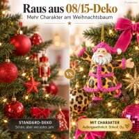 Weihnachtsanhänger Weihnachtsmann 8cm Braun Pink Kunstharz matt