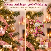 Weihnachtsanhänger Weihnachtsmann 8cm Braun Pink Kunstharz matt