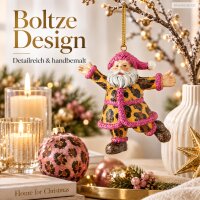 Weihnachtsanhänger Weihnachtsmann 8cm Braun Pink Kunstharz matt