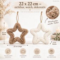 Dekoanhänger Stern 22cm Natur Beige Weiß flauschige Hängedeko Weihnachten