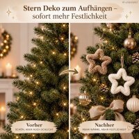 Dekoanhänger Stern 22cm Natur Beige Weiß flauschige Hängedeko Weihnachten