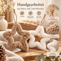 Dekoanhänger Stern 22cm Natur Beige Weiß flauschige Hängedeko Weihnachten
