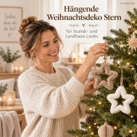 Dekoanhänger Stern 22cm Natur Beige Weiß flauschige Hängedeko Weihnachten