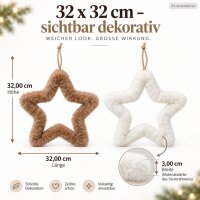 Deko Stern zum Aufhängen 32x32cm Beige Weiß - Jute Polyester Weihnachten