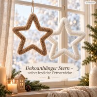 Deko Stern groß 54x54cm Beige Creme - Sternhänger Weihnachten 2er Set