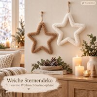 Deko Stern groß 54x54cm Beige Creme - Sternhänger Weihnachten 2er Set