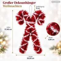 Dekoanhänger Zuckerstange 3x26,5cm Rot Weiß Kunststoff Hängedeko