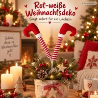 Topfstecker Weihnachten 54cm Rot Weiß - Deko Pflanzenstecker Socky