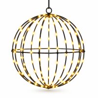 LED Kugel 20cm Schwarz - warmweiße Lichterkugel für Garten Balkon