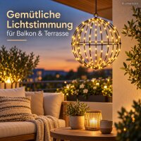LED Kugel 20cm Schwarz - warmweiße Lichterkugel für Garten Balkon