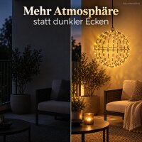 LED Kugel 20cm Schwarz - warmweiße Lichterkugel für Garten Balkon