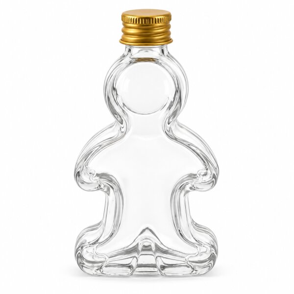 Lebkuchenmann Glasflasche 50ml Transparent Goldfarben zum Befüllen