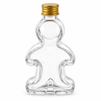 Glasflasche Weihnachten 50ml Transparent goldfarben Lebkuchenmann