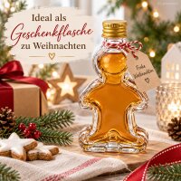 Lebkuchenmann Glasflasche 50ml Transparent Goldfarben zum Befüllen