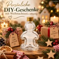 Lebkuchenmann Glasflasche 50ml Transparent Goldfarben zum Befüllen