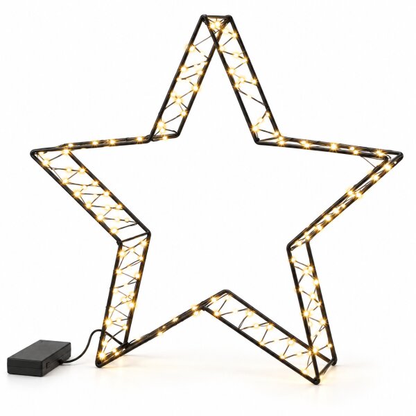 LED Stern schwarz 35cm warmweiß - batteriebetriebener Eisenstern innen