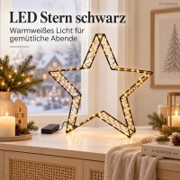 LED Stern schwarz 35cm warmweiß - batteriebetriebener Eisenstern innen
