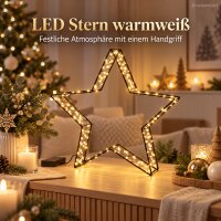 LED Stern schwarz 35cm warmweiß - batteriebetriebener Eisenstern innen