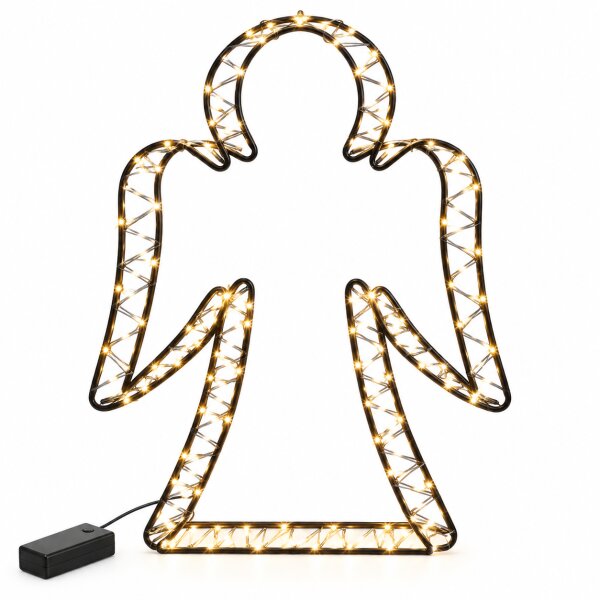 LED Engel schwarz 32cm - warmweiße Engel Figur aus Eisen mit Timer