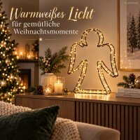 LED Engel schwarz 32cm - warmweiße Engel Figur aus Eisen mit Timer