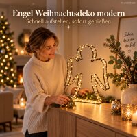 LED Engel schwarz 32cm - warmweiße Engel Figur aus Eisen mit Timer