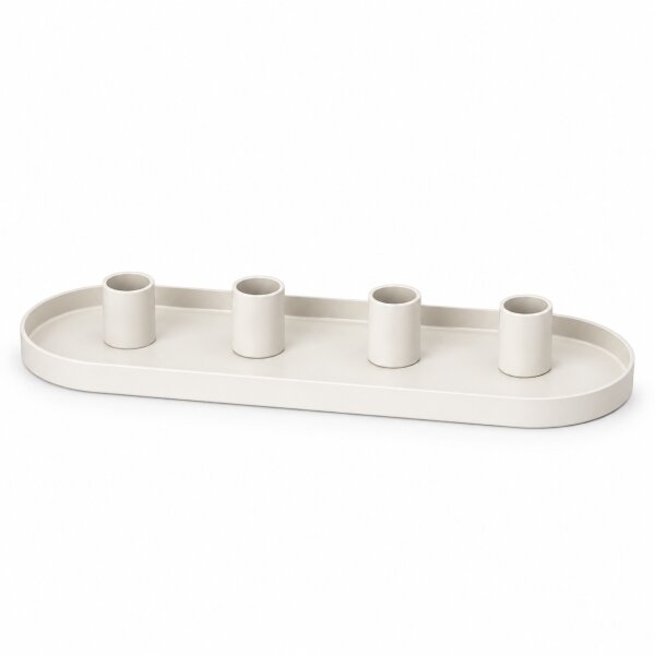 Stabkerzenhalter oval 34cm Weiß - offwhite Eisen für 4 Stabkerzen