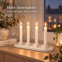 Stabkerzenhalter oval 34cm Weiß - offwhite Eisen für 4 Stabkerzen