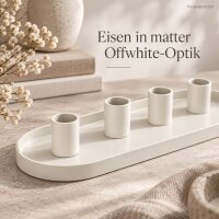 Stabkerzenhalter oval 34cm Weiß - offwhite Eisen für 4 Stabkerzen