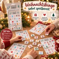 Weihnachtsbingo 12x18cm Grau - Papier Spielset für Heiligabend