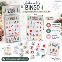 Weihnachtsbingo 12x18cm Grau - Papier Spielset für Heiligabend
