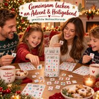 Weihnachtsbingo 12x18cm Grau - Papier Spielset für Heiligabend