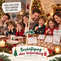 Weihnachtsbingo 12x18cm Grau - Papier Spielset für Heiligabend