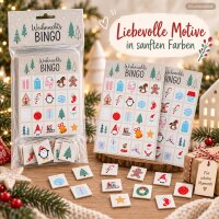 Weihnachtsbingo 12x18cm Grau - Papier Spielset für Heiligabend